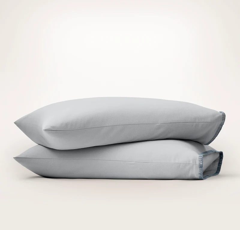 Flannel Pillowcase Set - Shore/Bluestone Whipstitch