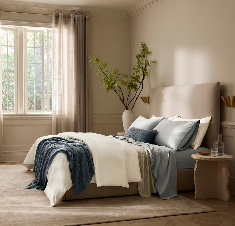 Flannel Pillowcase Set - Shore/Bluestone Whipstitch