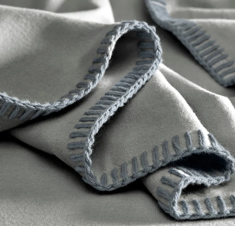 Flannel Pillowcase Set - Shore/Bluestone Whipstitch