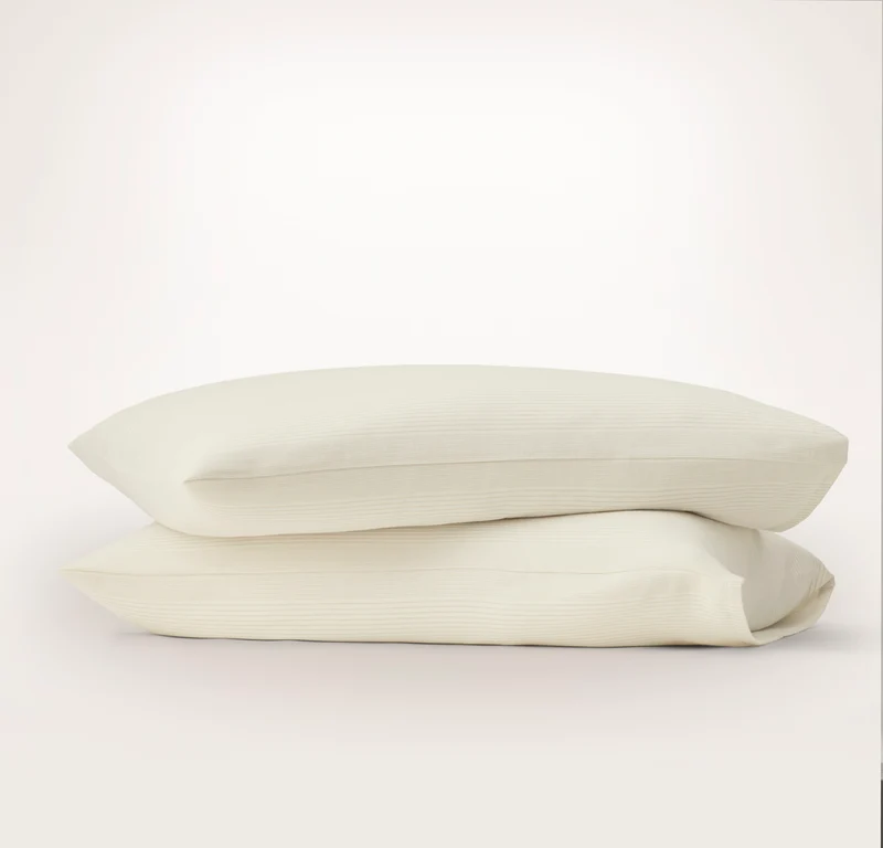 Flannel Pillowcase Set - Cream/Oak Fine Line Stripe