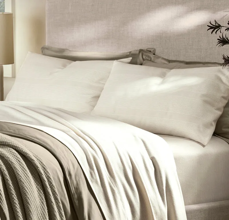 Flannel Pillowcase Set - Cream/Oak Fine Line Stripe