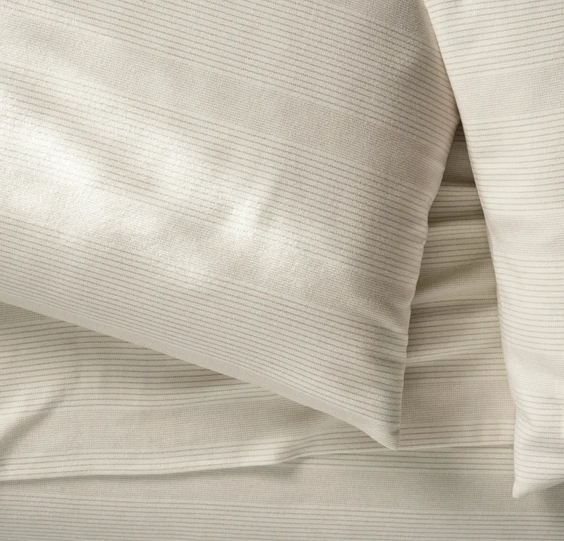 Flannel Pillowcase Set - Cream/Oak Fine Line Stripe
