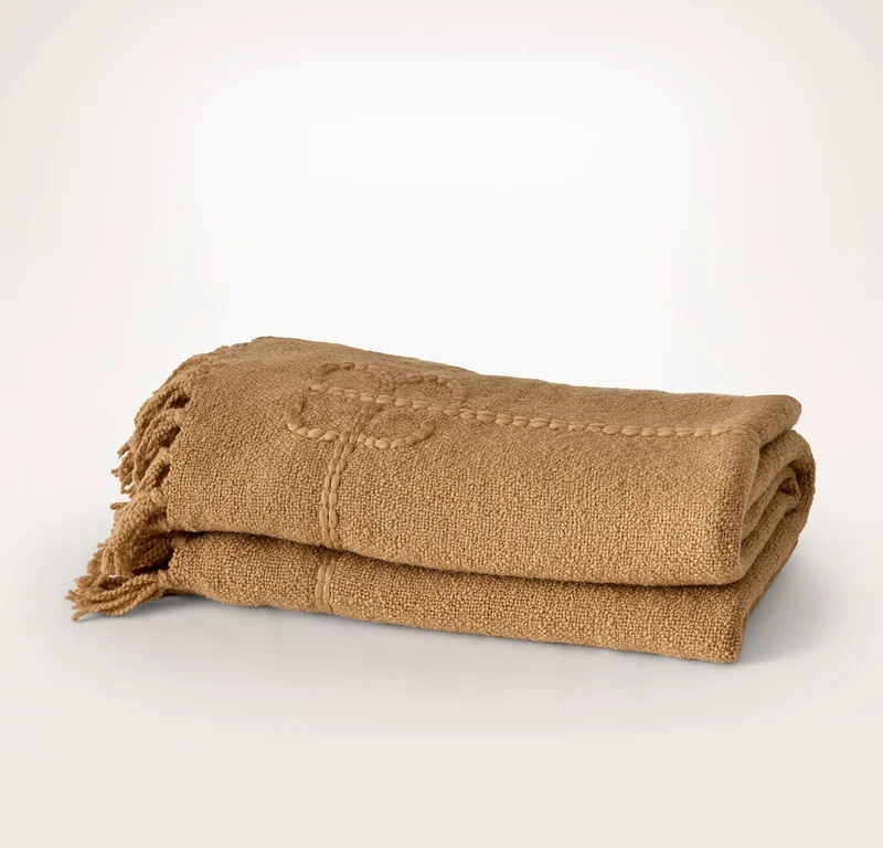 Petite Bouclé Throw Blanket - Camel