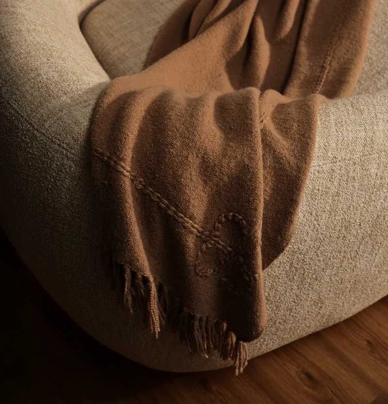 Petite Bouclé Throw Blanket - Camel