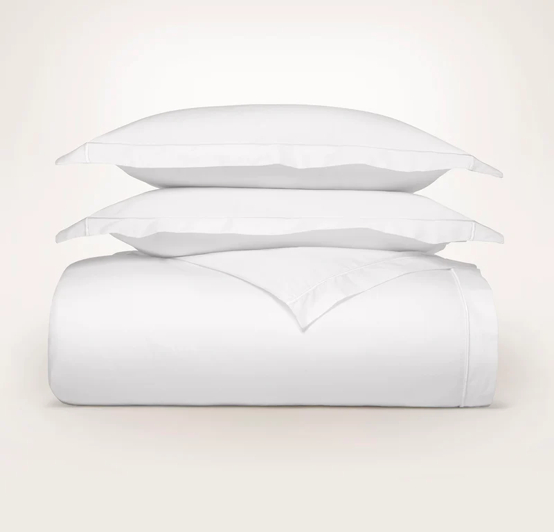 Percale Embellished Duvet Set - White/White Embroidered
