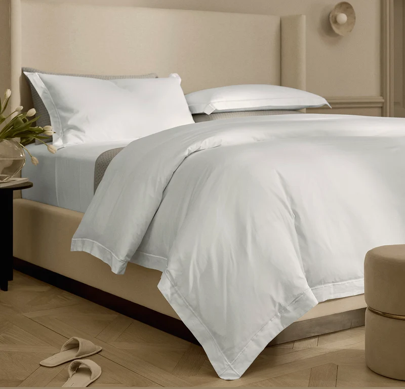 Percale Embellished Duvet Set - White/White Embroidered