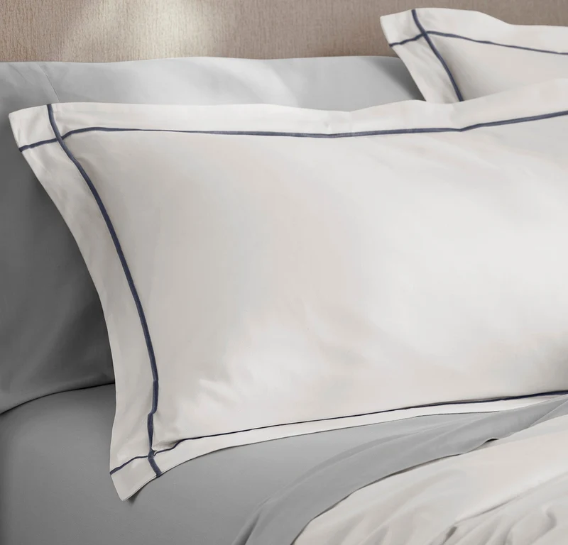 Percale Embellished Duvet Set - White/Mineral Embroidered