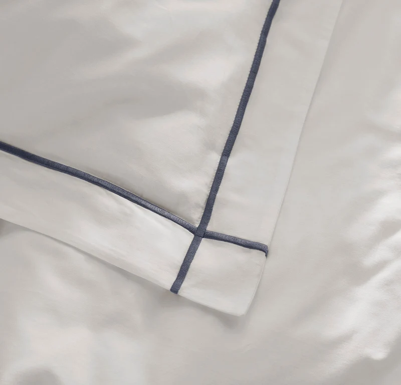 Percale Embellished Duvet Set - White/Mineral Embroidered