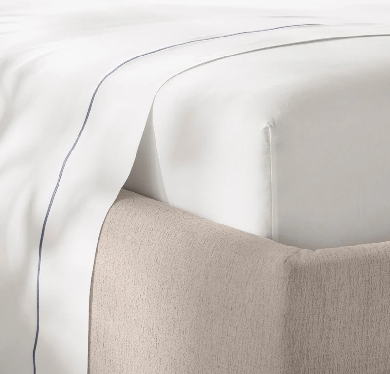 Percale Embellished Sheet Set - White/Mineral Embroidered