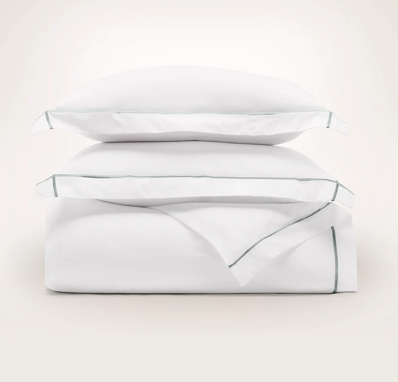 Percale Embellished Duvet Set - White/Shore Embroidered