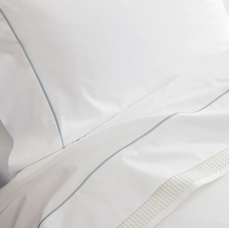 Percale Embellished Pillowcase Set - White/Shore Embroidered