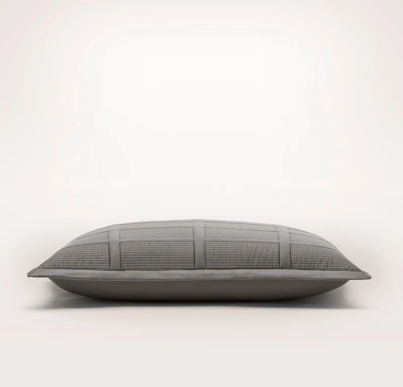 Signature Modern Grid Quilted Sham - Stone
