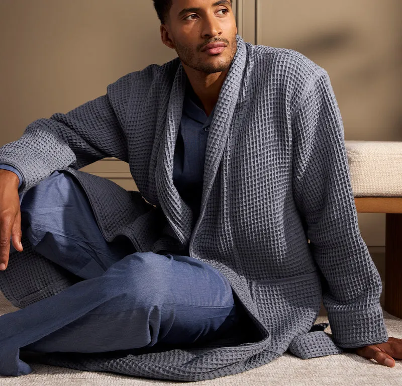Men's Waffle Robe - Mineral