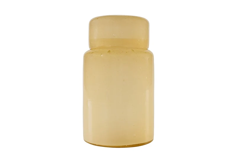 Casa Padrino Luxus Vasen 2er Set Ocker - Zwei Deko Gefäße aus durchgefärbtem Glas - Luxus Deko Accessoires