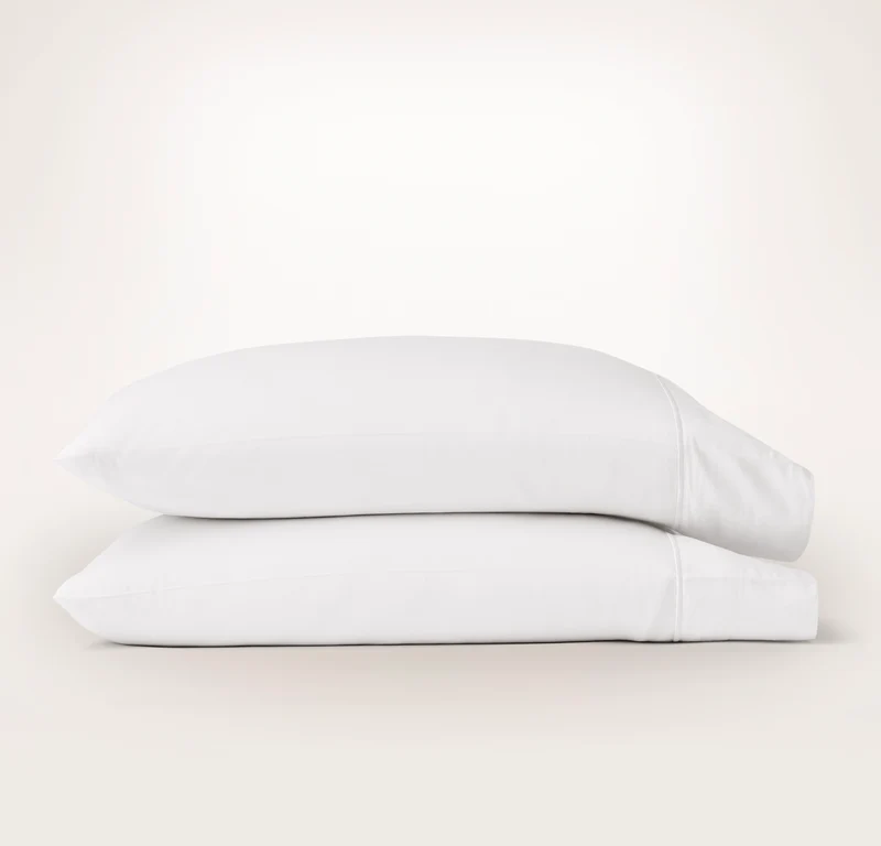 Percale Embellished Pillowcase Set - White/White Embroidered