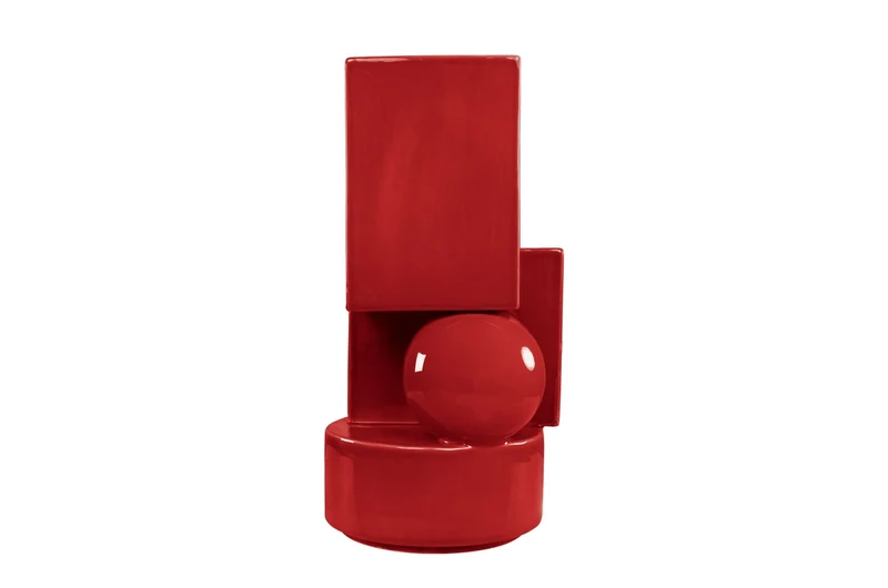 Casa Padrino Luxus Pflanzgefäß Weinrot 23 x 22,5 x H. 43 cm - Hohes Steingut Pflanzgefäß und Vase im Burgundy Finish - Luxus Deko Accessoires