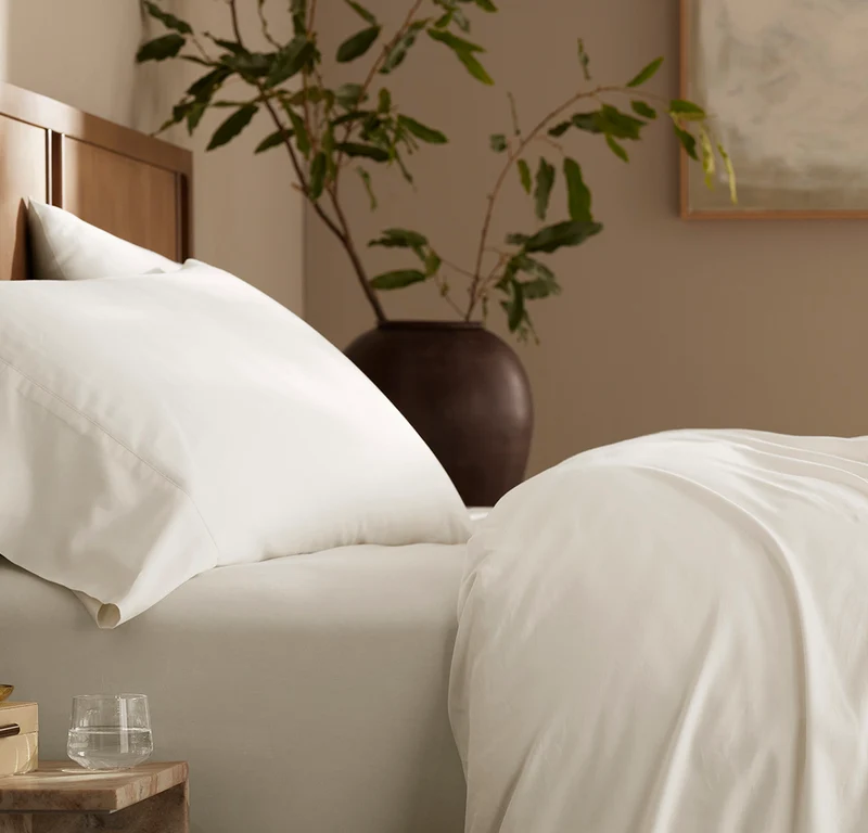 Percale Hemmed Pillowcase Set - Cream (Personalized)