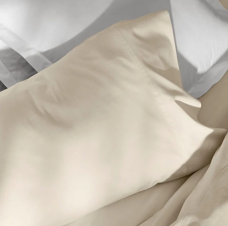 Percale Hemmed Pillowcase Set - Natural