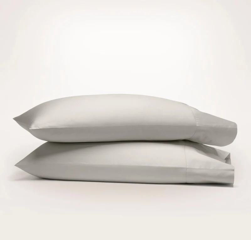Percale Hemmed Pillowcase Set - Pewter (Personalized)