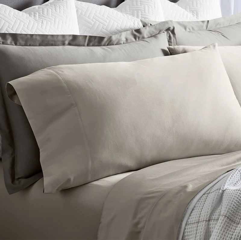 Percale Hemmed Pillowcase Set - Pewter (Personalized)