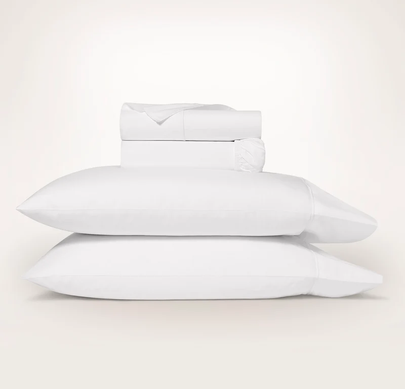 Percale Embellished Sheet Set - White/White Embroidered