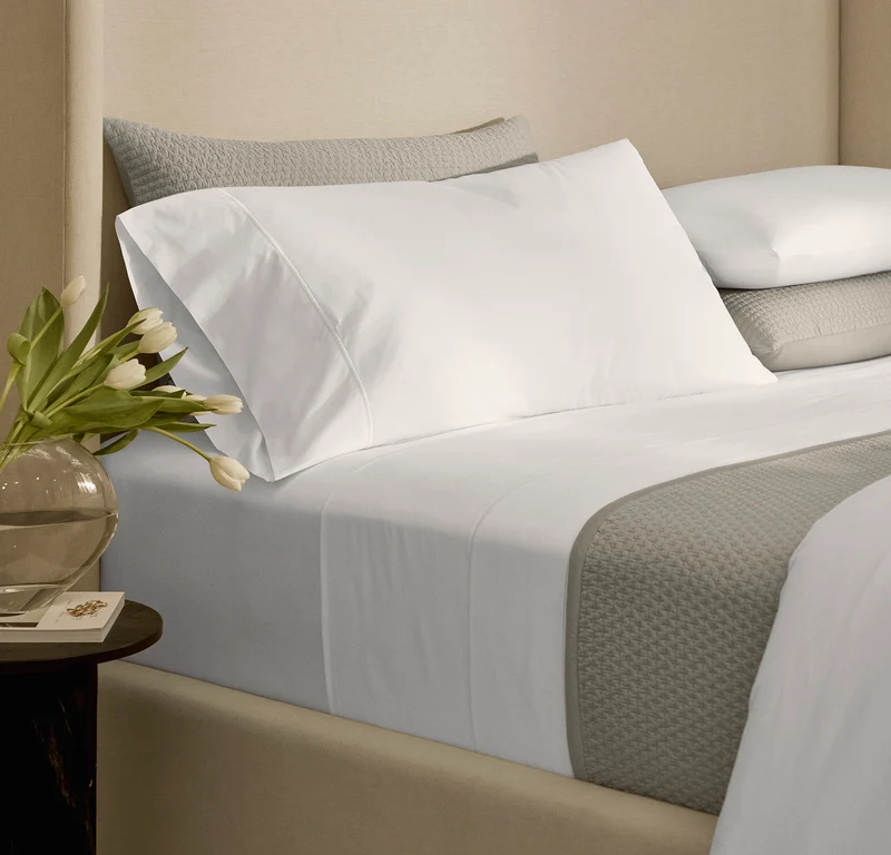 Percale Embellished Sheet Set - White/White Embroidered
