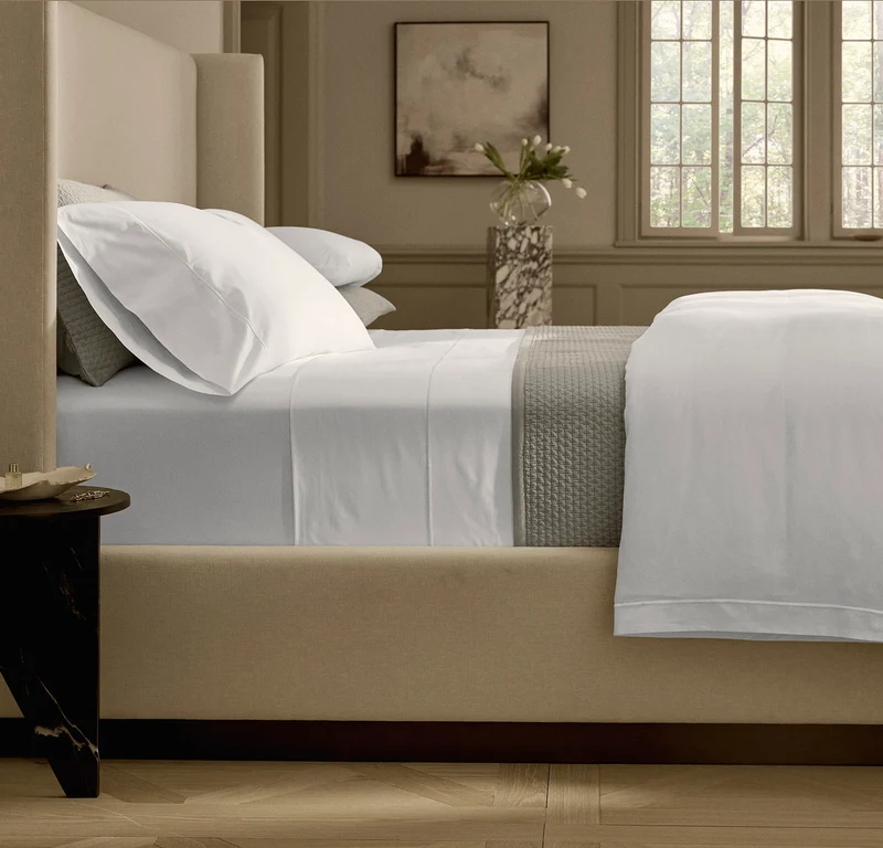 Percale Embellished Sheet Set - White/White Embroidered