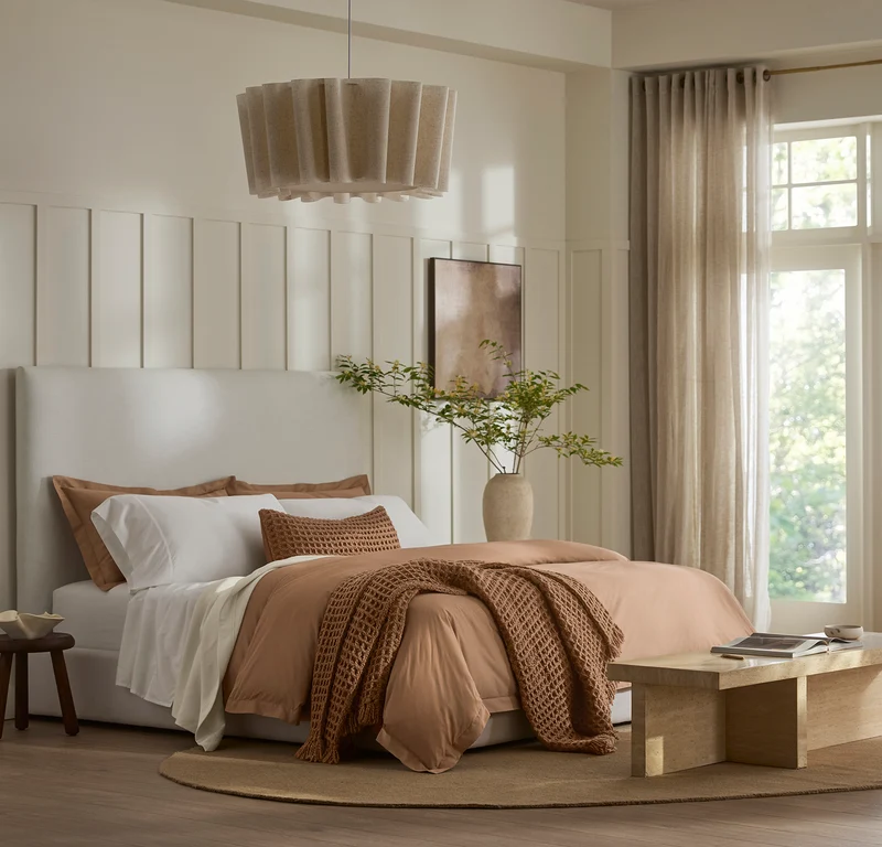 Grand Waffle Merino Wool Throw Blanket - Deep Camel
