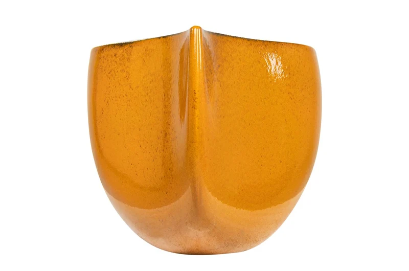 Casa Padrino Luxus Schale Orange / Blau 51 x 28 x H. 30 cm - Hohe organisch geformte Schale Drop aus Steingut - Luxus Deko Accessoires