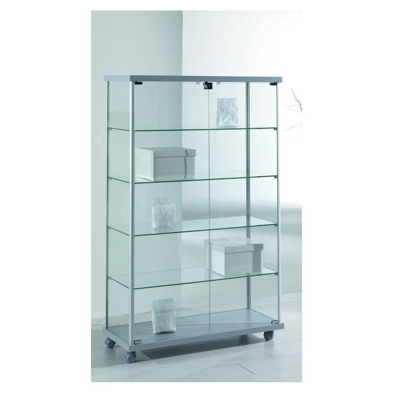 Casa Padrino Luxus Ladenvitrine 93 x 39 cm H. 141 cm mit 4 Glasböden - Ladeneinrichtung - Boutique Möbel - Made in Italy