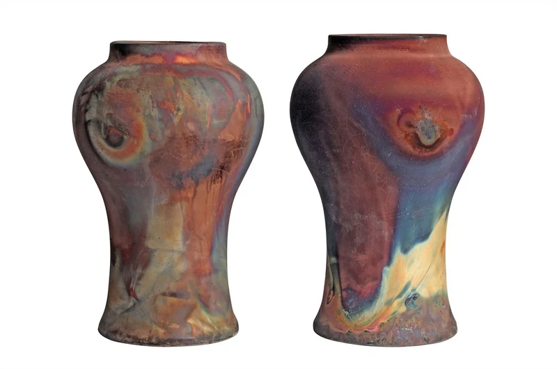 Casa Padrino Luxus Vase Kupferfarben Ø 22 x H. 34 cm - Deko Vase aus Steingut mit matter kupferfarbener Oberfläche im Raku-Stil - Luxus Deko Accessoires