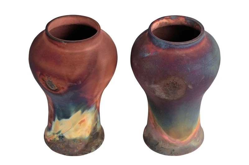 Casa Padrino Luxus Vase Kupferfarben Ø 22 x H. 34 cm - Deko Vase aus Steingut mit matter kupferfarbener Oberfläche im Raku-Stil - Luxus Deko Accessoires