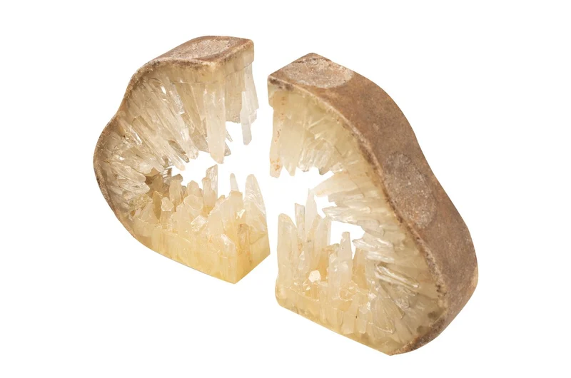 Casa Padrino Luxus Buchstützen 2er Set 30 x 5 x H. 20 cm - Buchstützen In aus echtem Naturquarz und Kunstharz - Luxus Deko Accessoires