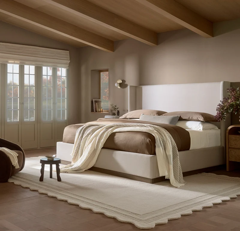 Percale Hemmed Duvet Set - Walnut