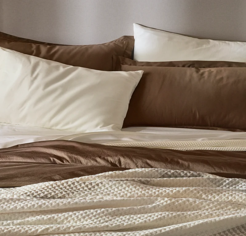 Percale Hemmed Duvet Set - Walnut