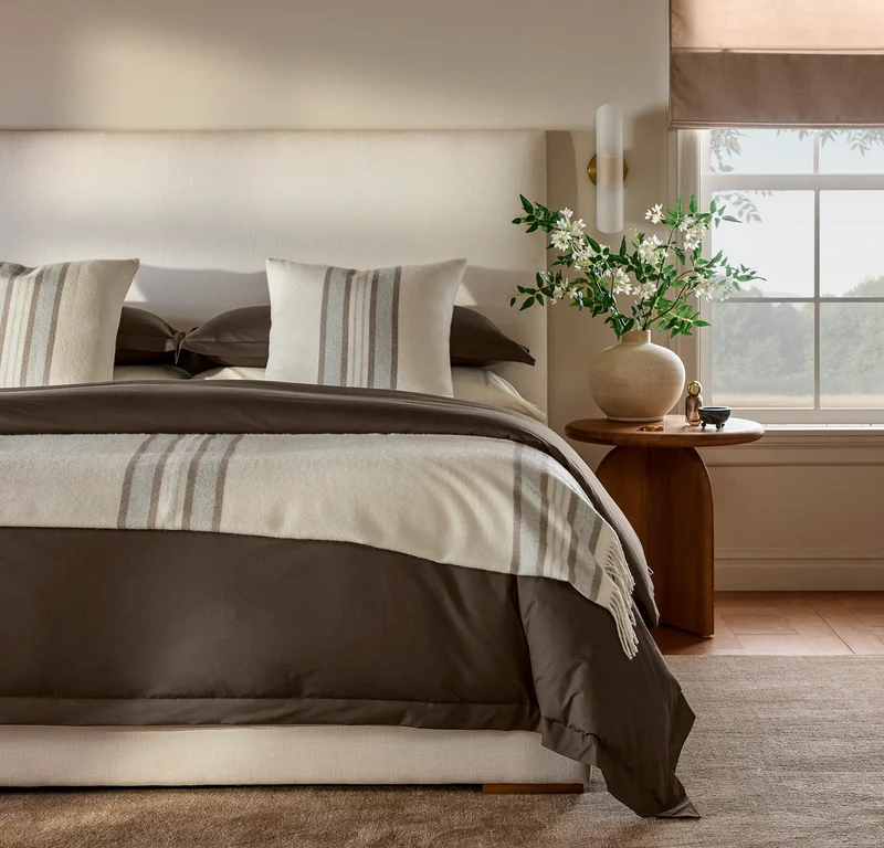 Percale Hemmed Duvet Set - Deep Walnut