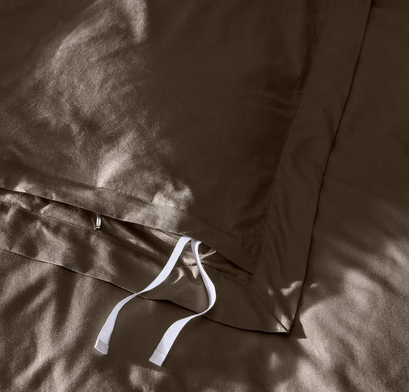 Percale Hemmed Duvet Set - Deep Walnut