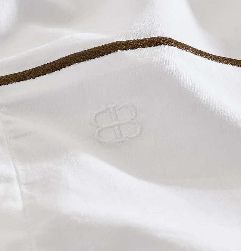 Signature Embellished Pillowcase Set - White/Deep Walnut Embroidered