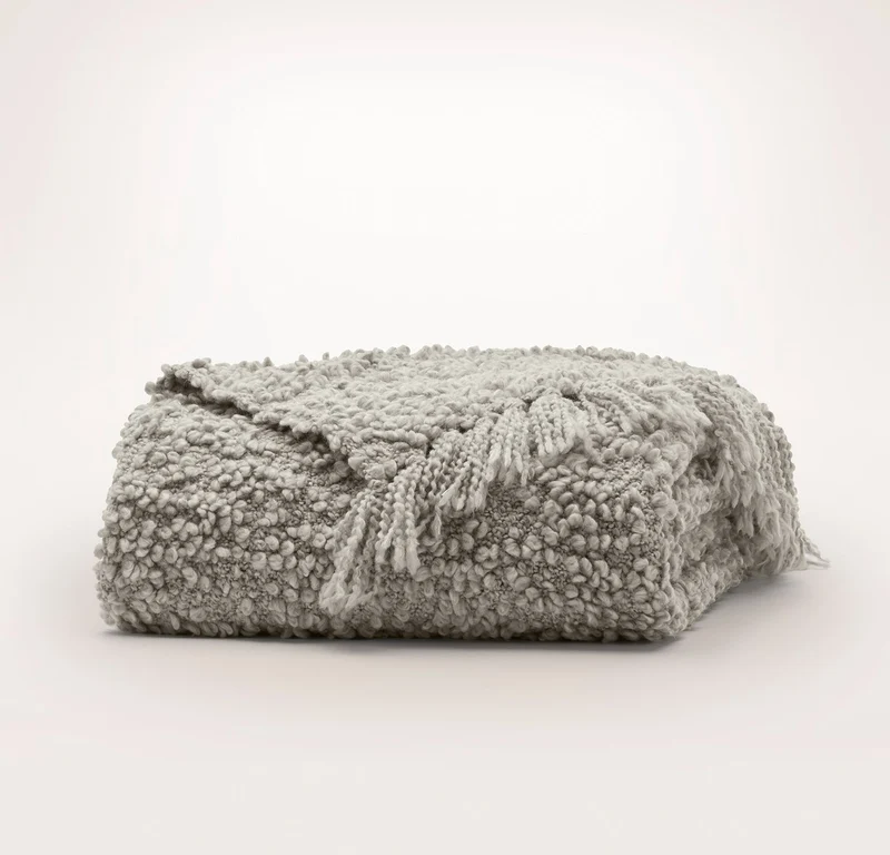 Cozy Boucle Throw Blanket - Heathered Pewter