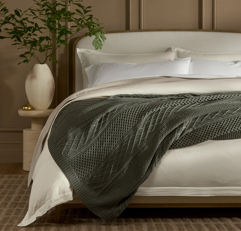 Aran Knit Throw Blanket - Juniper