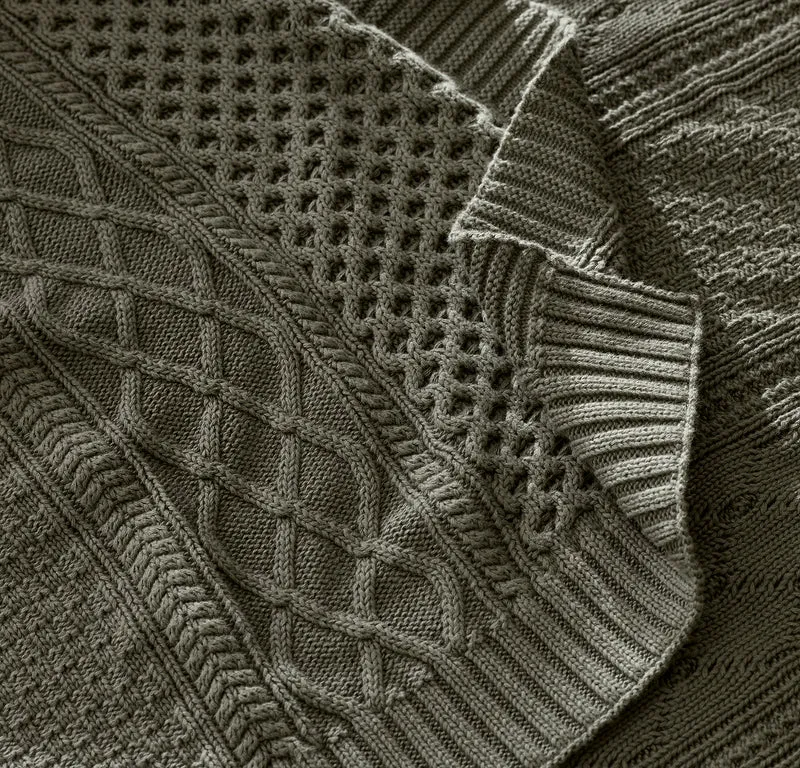 Aran Knit Throw Blanket - Juniper