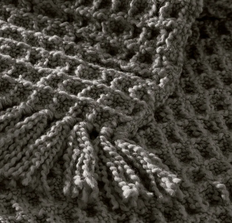 Grand Waffle Merino Wool Throw Blanket - Stone