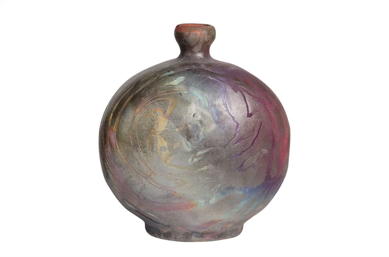Casa Padrino Luxus Vase Kupferfarben 33 x 13 x H. 37 cm - Raku Vase aus Steingut mit Copper Matt Glasur und Marmoreffekt - Luxus Deko Accessoires