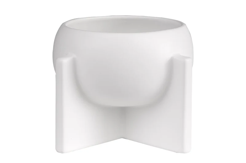Casa Padrino Luxus Schale Antikweiß 17 x 17 x H. 11 cm - Kleine Deko Schale aus Steingut der OVO Serie mit Old White Glasur - Luxus Deko Accessoires