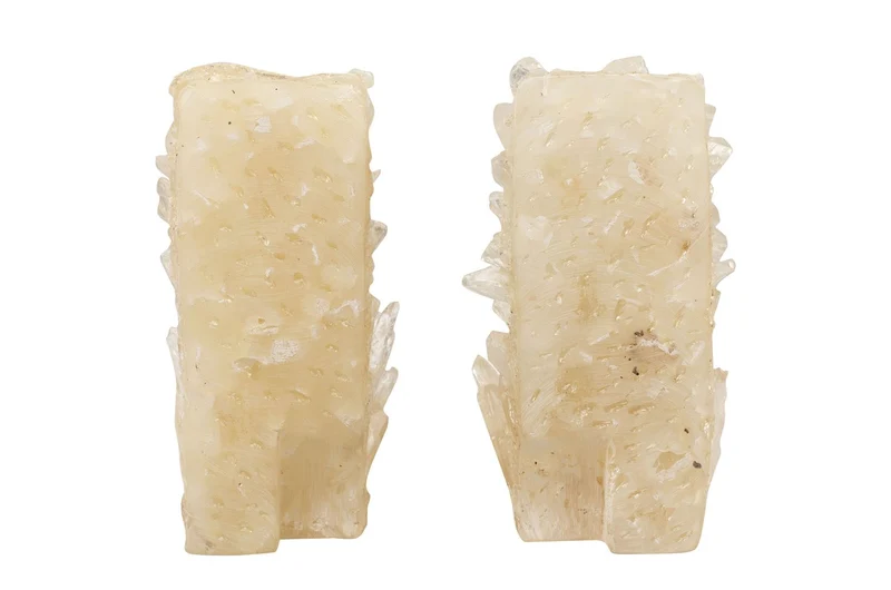 Casa Padrino Luxus Buchstützen 2er Set 24 x 8 x H. 20 cm - Buchstützen Out aus echtem Naturquarz und Kunstharz - Luxus Deko Accessoires