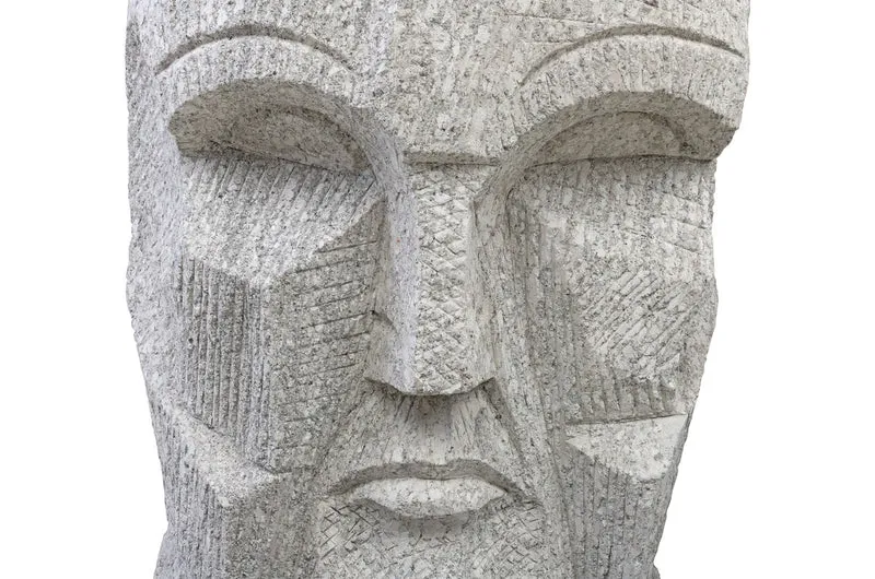 Casa Padrino Luxus Deko Skulptur Kopf Sandfarben 39 x 39 x H. 63 cm - Monumentaler Kopf aus massivem Sandstein - Luxus Deko Accessoires