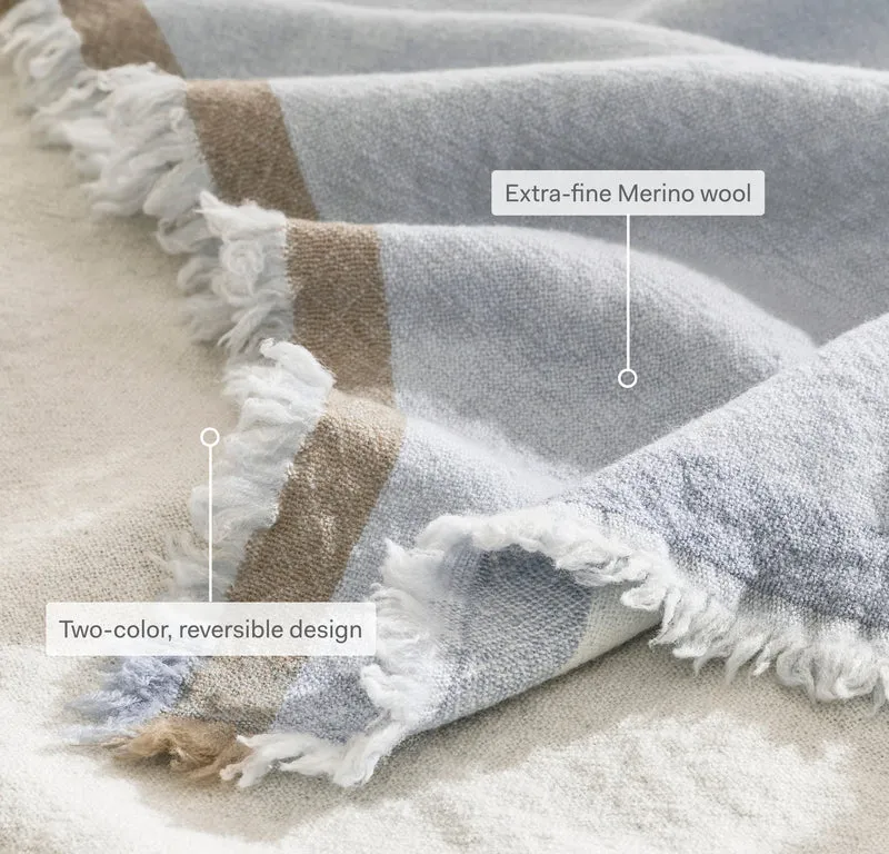 Lavé Wool Throw Blanket - Pewter/Mist