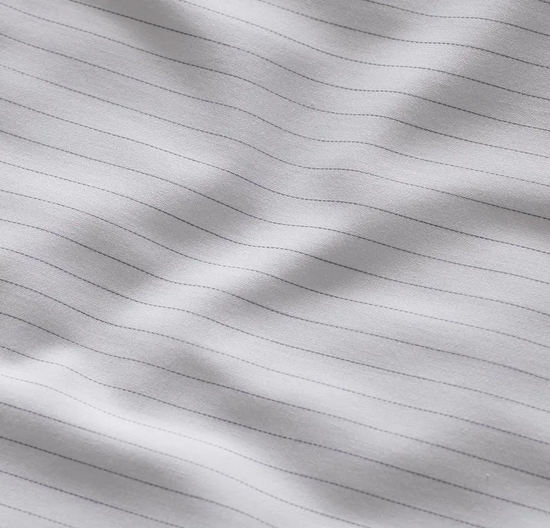 Signature Hemmed Sheet Set - White/Mineral Delicate Stripe