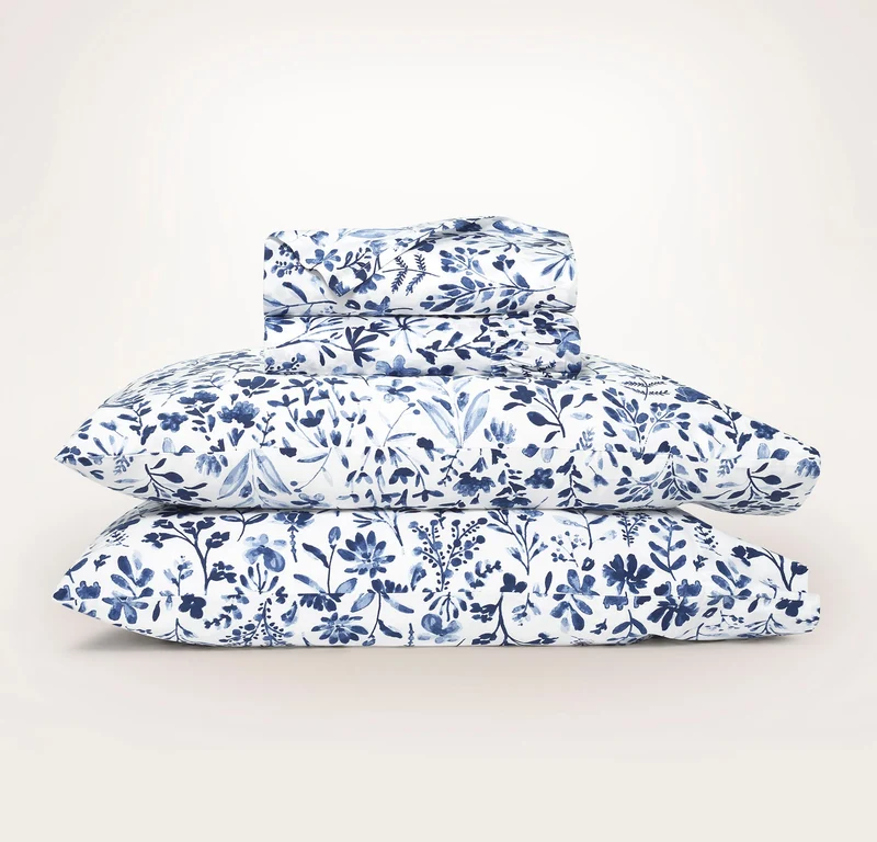 Signature Hemmed Sheet Set - Navy Botanical