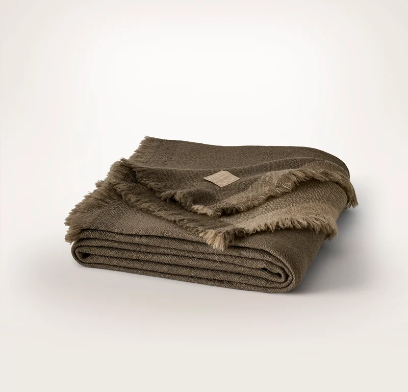 Lave Wool Throw Blanket - Walnut/Twig